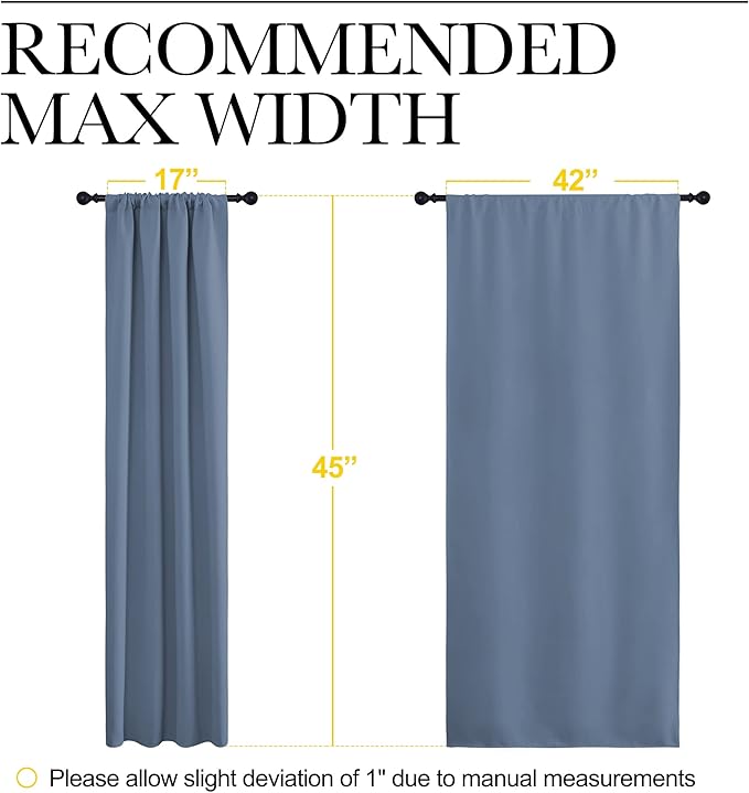 NICETOWN Blackout Curtains for Bedroom, Blackout Curtain Panels, Window Treatment Energy Saving Thermal Insulated Solid Rod Pocket Blackout Drapes/Draperies (Stone Blue, 1 Pair, 42 by 45-inch)