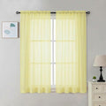 Chyhomenyc Sheer Curtains 54 Inch Long 2 Panels Set - Light Filtering Short Soft Airy Short Cafe Curtains, Modern Rod Pocket for Dinning Living Room Bedroom, 42Wx54L Inch, Light Yellow