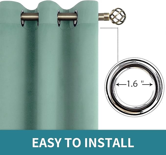 BGment Blackout Curtains - Grommet Thermal Insulated Room Darkening Bedroom and Living Room Curtains, Set of 2 Panels (52 x 54 Inch, Frosty Green)