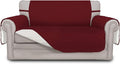 Easy-Going Reversible Loveseat Couch Cover for 2 Cushion Couch Sofa Cover for Dogs Water Resistant Furniture Protector with Foam Sticks Elastic Straps for Pet (Loveseat, Christmas Red/Ivory)