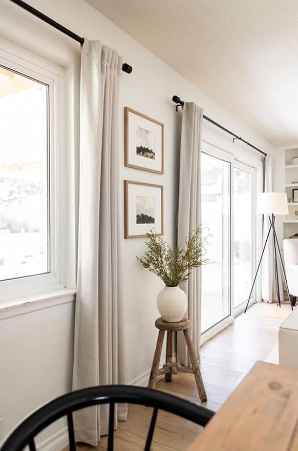 100% Blackout Shield Linen Blackout Curtains for Bedroom 120 Inches Long, Back Tab/Rod Pocket Living Room Drapes, Thermal Insulated Blackout Curtains 2 Panels Set, 50" W x 120" L,Cream