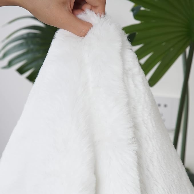 Ghouse White 8x10 Area Rug Fluffy Faux Rabbit Fur Rug White Plush Shag Rug for Living Room Bedroom, Playing Room, Nursery Room