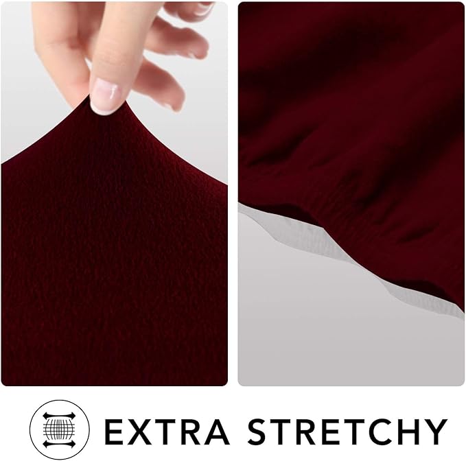 PureFit Super Stretch Chair Sofa Slipcover with Pocket – Spandex Non Slip Soft Couch Sofa Cover, Washable Furniture Protector with Elastic Bottom for Kids, Pets （Recliner, Wine）