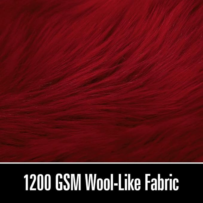 LOCHAS Soft Fluffy Faux Fur Rugs for Bedroom Bedside Rug 2x4 Feet, Washable, Furry Sheepskin Area Rug for Living Room Girls Room, Luxury Shag Carpet Home Decor, Red