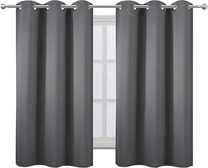 LEMOMO Grey Thermal Blackout Curtains/38 x 54 Inch/Set of 2 Panels Room Darkening Curtains for Bedroom