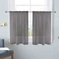 SpaceDresser Basic Rod Pocket Sheer Voile Window Curtain Panels Grey 1 Pair 2 Panels 26 Width 30 Inch Long for Kitchen Bedroom Children Living Room Yard(Grey,26 W x 30 L)