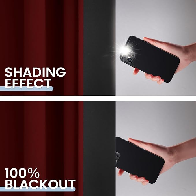 SimpleHome 100% Blackout Curtains for Bedroom,Thermal Insulated Burgundy Red Grommet Window Drapes Room Darkening Curtains for Living Room with Black Back,52 x 63 Inch,2 Panels