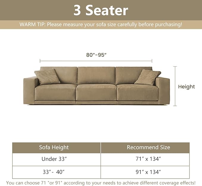 MYSKY HOME Boho Couch Cover Sand Sofa Covers Washable, Farmhouse Sofa Slipcover Simple Couch Protector for Dogs Chenille Sectional Couch Covers L Shaped Couch Cushion Covers, 91"x 134"