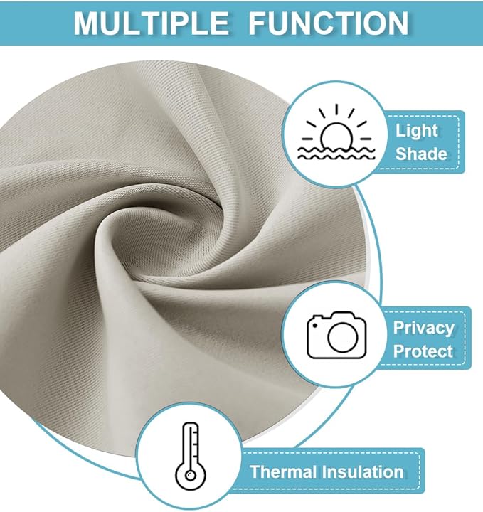 RYB HOME RV Curtains for Camper Windows, Mini Small Thermal Insulated Sunlight Heat Blocking Blocking Privacy Portable Curtains for Travel Trailer, Width 34 by Length 24, Natural, 2 Panels