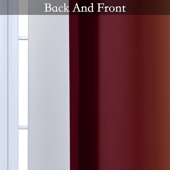 SimpleHome Ombre Room Darkening Curtains 36 inches Length for Bedroom,Grommet Gradient Light Blocking Red Gradient Window Curtains for Living Room,2 Panels, 52x36 inches