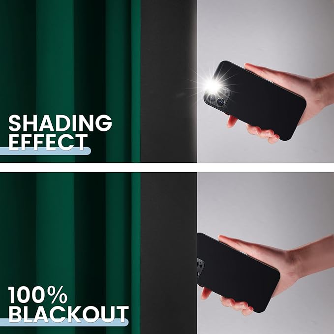SimpleHome 100% Blackout Curtains for Bedroom,Thermal Insulated Dark Green Grommet Window Drapes Room Darkening Curtains for Living Room with Black Back,62 x 84 Inch,2 Panels
