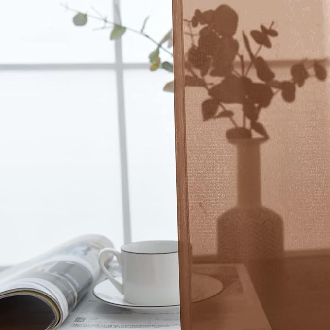 SpaceDresser Sheer Voile Window Treatment Rod Pocket Curtain Panels for Kitchen Bedroom Living Room Drapes Sunlight Filtering Privacy Semi Home Decor Assorted (Brown, 52 W x 84 L)