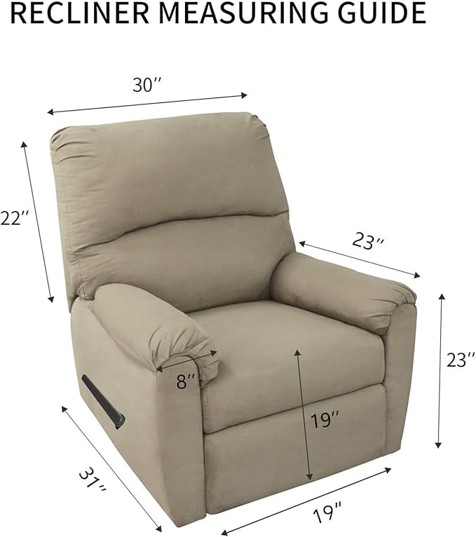 PureFit Reversible Quilted Sofa Cover, Water Resistant Slipcover Furniture Protector, Washable Couch Cover with Non Slip and Elastic Straps for Kids, Dogs, Pets (Small Recliner, Gray/Gray)