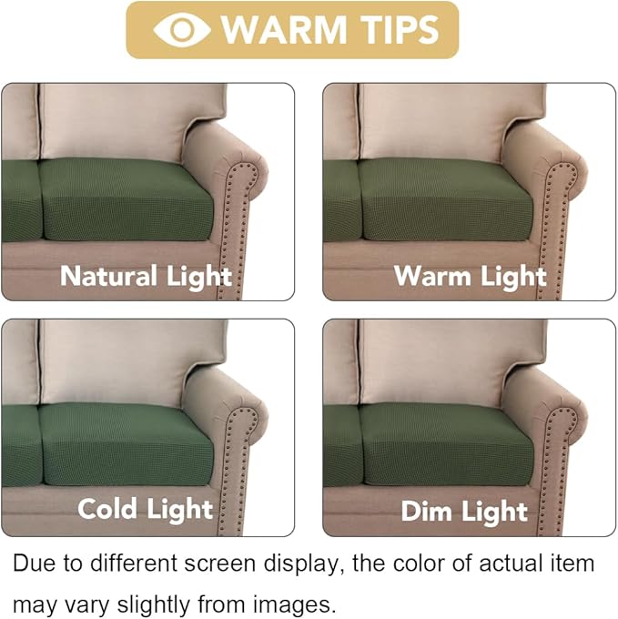 H.VERSAILTEX Super Stretch Individual Seat Cushion Covers Sofa Covers Couch Slipcover Sets Thick Jacquard Textured Twill Fabric (3 Piece Sofa Cushion Covers, Bronze Green)