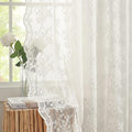 YJ YANJUN Vintage Lace Curtains 72 Inches Long- Antique Flowers Ivory Sheer Curtain Panels for Living Room Bedroom French Door, Light Filtering Drapes, 2 Panels 52W x 72L Cream