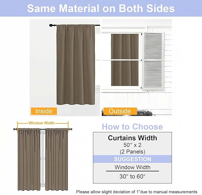 Simplebrand Latte Blackout Curtains for Bedroom 96 Inches Long 2 Panels, Solid Thermal Insulated, Energy Saving Living Room Window Treatment Curtains Blackout Drapes, W50 x L96 Inch, Latte