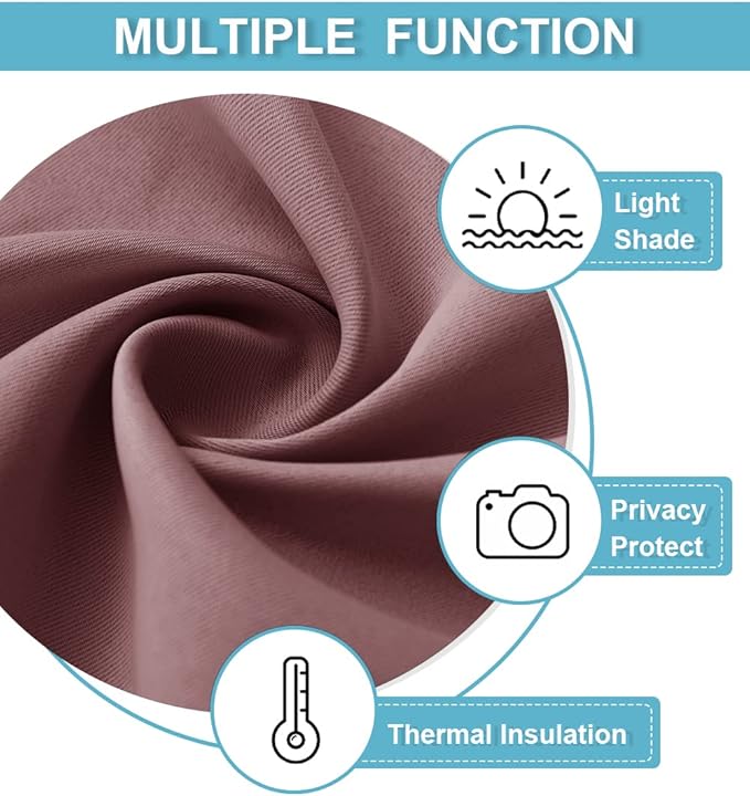 RYB HOME Cafe Blackout Curtains 24 inch Length, RV Curtains for Camper Windows, Mini Short Small Insulating Light UV Blocking Privacy Half Window Tiers, Width 42 by Length 24, Dusty Rose, 2 Panels