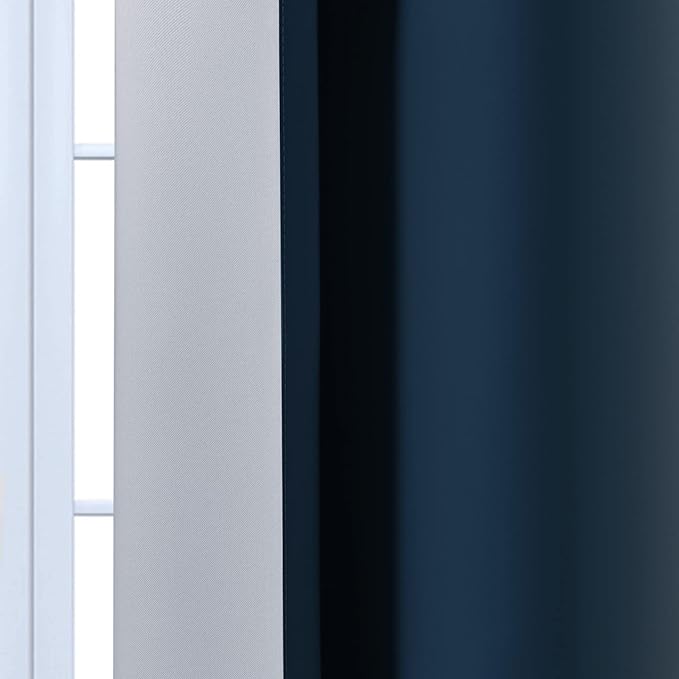 Yakamok Room Darkening Ombre Curtains 96 Inch Length, Navy Blue and Greyish White Thermal Insulated Gradient Color Curtains,Light Blocking Grommet Window Drapes for Bedroom,52 Inch Width,2 Panels