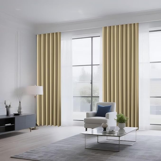Joydeco Blackout Curtains for Bedroom 90 inch Long 2 Panels, Thermal Insulated Room Darkening Curtains with Grommets, Soft Window Drapes for Living Room (W52 x L90 Inch, Beige)