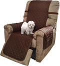 U-NICE HOME Recliner Chair Covers Reversible Quilted Water Repellent Pet Protectors with Elastic Straps (23''Recliner Small, Brown/Beige)
