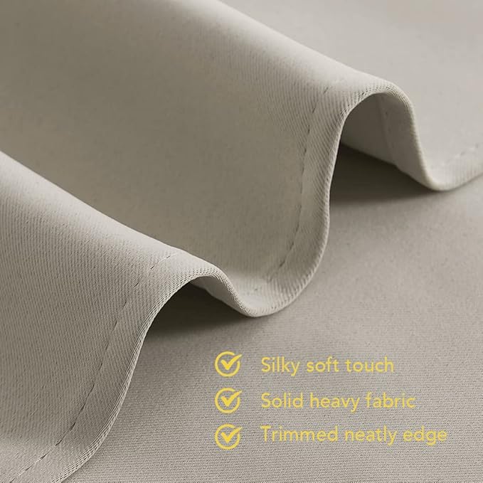 NICETOWN Thermal Insulated Narural Blackout Curtains for Bedroom, Window Treatment Solid Grommet Room Darkening Drape Panels for Bedroom (Set of 2, 70 by 63 inches Long)