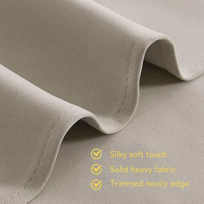 NICETOWN Natural Blackout Draperies Curtains for Kids Room, Window Treatment Thermal Insulated Solid Grommet Blackout Drape Panels for Bedroom (Set of 2, 70 by 72 inches)