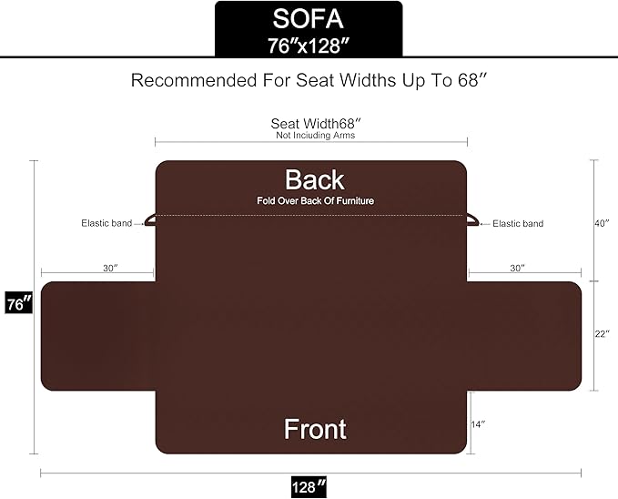 U-NICE HOME Reversible Sofa Cover Couch Cover for Dogs with Elastic Straps Water Resistant Furniture Protector for Pets Couch Cover for 3 Cushion Couch (Sofa, Dark Grey/Dark Grey)