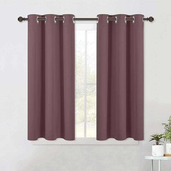 NICETOWN Modern Blackout Curtains Noise Reducing, Thermal Insulated and Privacy Room Darkening Drape Panels for Boy's Guest Room Door Small Short Window (Dry Rose, 2 Panels, W42 x L45 -Inch)