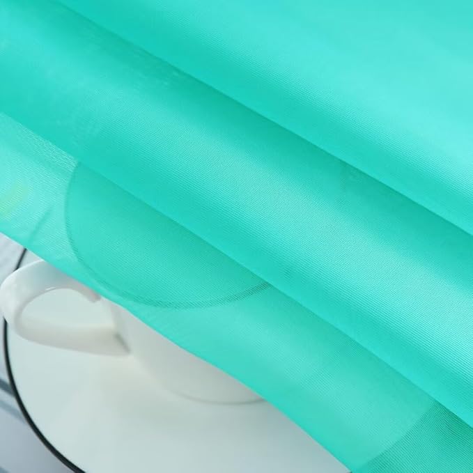 SpaceDresser Sheer Voile Window Treatment Rod Pocket Curtain Panels for Kitchen Bedroom Living Room Drapes Sunlight Filtering Privacy Semi Home Decor Assorted Colors Sizes (Turquoise, 52 W x 84 L)