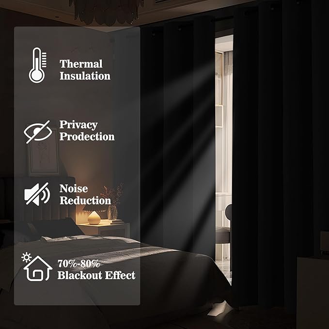 Yakamok Blackout Ombre Burnt Orange and Black Curtains-Gradient Room Darkening Curtain, Grommet Thermal Insulated Light Blocking Window Drapes Curtain for Living Room Bedroom,52 x 54 Inch,2 Panels