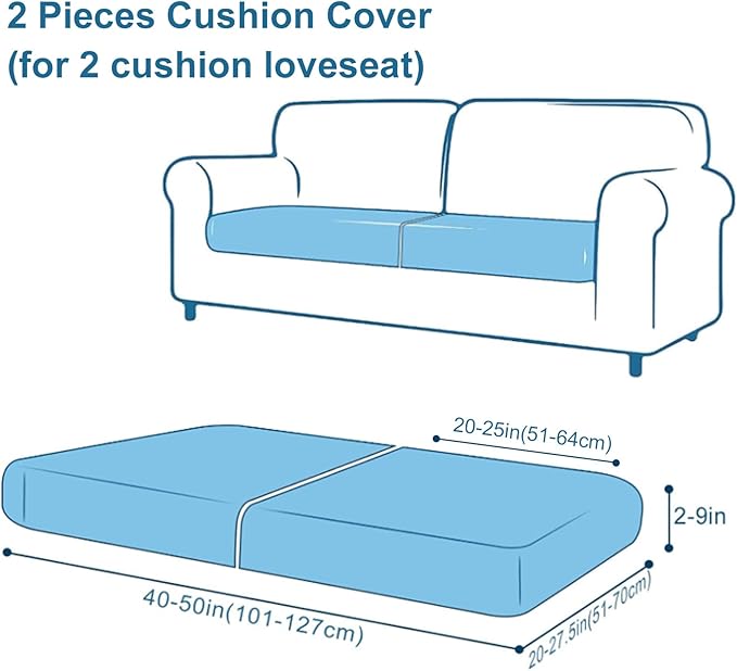Smiry Printed Couch Cushion Covers, Stretch Soft Couch Covers for Sofa, Washable Non-Slip Sofa Slipcover Furniture Protector for Indoor and Outdoor (2 Pack, Beige)