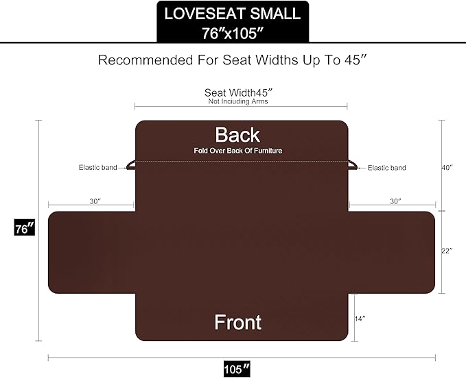U-NICE HOME Loveseat Sofa Cover Reversible Couch Covers for 2 Cushion Couch for Dogs Furniture Protector Cover with Elastic Straps Water Resistant(Loveseat Small, Blue/Beige)
