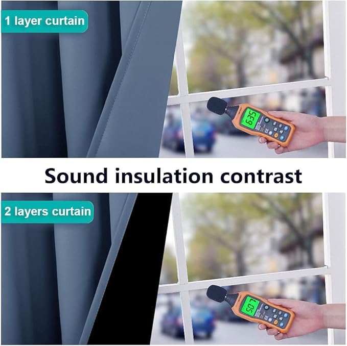 NICETOWN 100% Blackout Blinds, Set of 2, 46" x 96", Stone Blue, Laundry Room Decor Window Treatment Curtains for Large Patio Sliding Door, Thermal Insulated Curtains for Bedroom