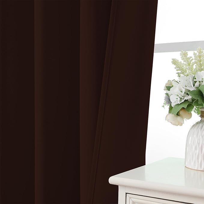 CUCRAF Blackout Curtains 84 inch Length 2 Panels Set, Rod Pocket Room Darkening Drapes for Bedroom Living Room, Insulated Thermal Light Blocking Window Curtain (W52 x L84 Inch, Chocolate)