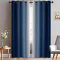 Yakamok Blue Ombre Curtains Room Darkening Grommet Curtains for Bedroom, Light Blocking Thermal Insulated Window Drapes for Living Room(2 Panels, 52x90 Inch)