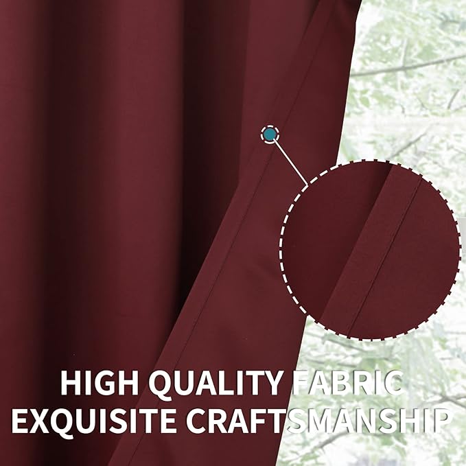 BGment Blackout Curtains for Bedroom - Grommet Thermal Insulated Room Darkening Curtains for Living Room, Set of 2 Panels (52 x 54 Inch, Burgundy)