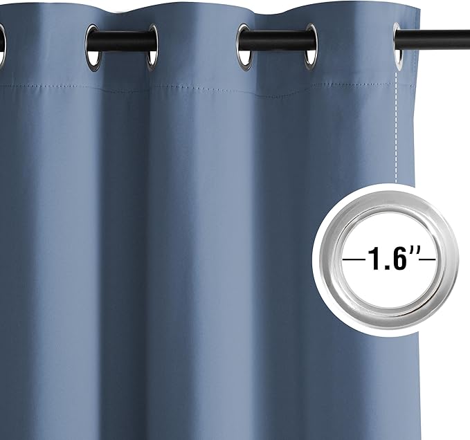 NICETOWN Room Darkening Draperies Curtains Panels, 2 Panels Stone Blue W52 x L90