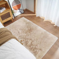 Ghouse Ultra Soft Faux Rabbit Fur Rug 3x5, Machine Washable Area Rugs for Bedroom Fluffy Rugs for Living Room, No-Shedding Carpet Sheepskin Rug Light Brown Beige
