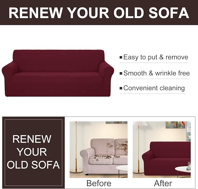 U-NICE HOME Recliner Chair Covers Stretch Couch Cover Sofa Cover Sofa Slipcover Furniture Protector for Chair Cover Pet Friendly(Armchair, Burgundy)