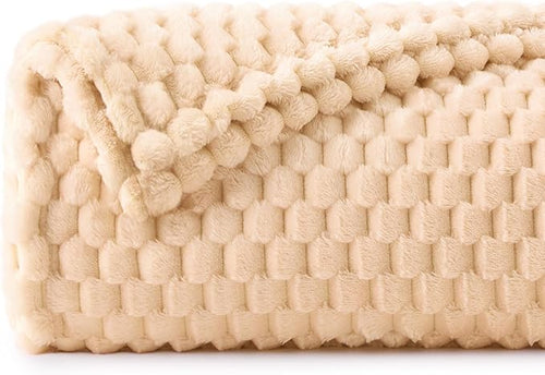 BEDELITE Fleece Throw Blanket for Couch & Bed - 3D Jacquard Decorative Blush Sand Blanket, Super Soft and Cozy Warm Fuzzy Blanket All Seasons Suitable, 50x60Inches