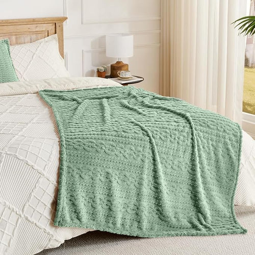 50x70 Inch Green Throw Blanket - Soft & Fluffy Fleece, Cute & Aesthetic, Perfect for Sofa, Couch, Chair, Bed, Living Room & Bedroom, All-Season Use, Plush & Cozy Decorative Blanket