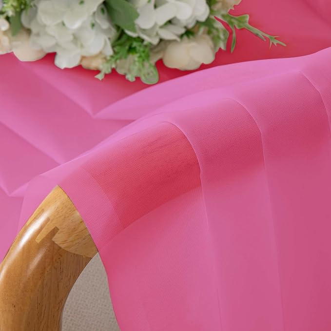 OWENIE Hot Pink Sheer Curtains 84 Inches Long for 2 Panels Set, Solid Light Filtering Voile Sheer Curtains for Living Room Bedroom, Modern Rod Pocket Hot Pink Curtain, 2 Pcs Total 84 Width 84 Long