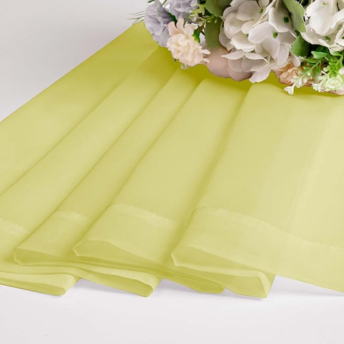 OWENIE Short Lemon Sheer Curtains 30 Inch Length 2 Panels Set, Kitchen Curtains Tiers Light Filtering Rod Pocket Cafe Curtain for Basement Bathroom Small Half Window, 42" W x 30" L, Lemon