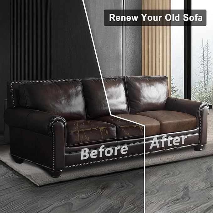 Leather Look Couch Cushion Covers Sofa Seat Slipcovers Sets Couches Furniture Protector for Sectional Armchair Loveseat Pets Kids Stretch Spandex Fabric (3 Cushion Sofa, Brown)