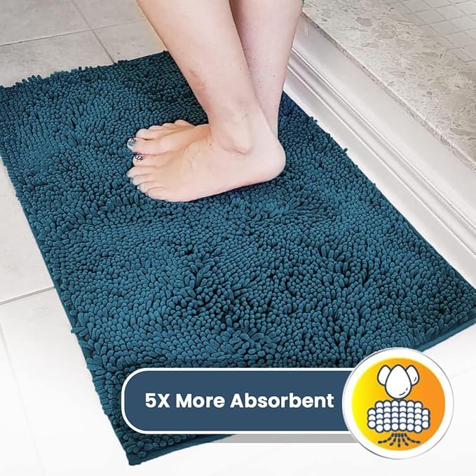 Muddy Mat® | Super Absorbent Door Mat Indoor, Microfiber Quick Dry Chenille Entryway Rug, Non-Slip Front Door Mat, Indoor Mats for Entryway, Machine Washable Pet Rug, Atlantic Blue 24"x72"