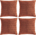 Fancy Homi 4 Packs Rust Decorative Throw Pillow Covers 22x22 Inch for Living Room Couch Bed Sofa, Terracotta Rustic Farmhouse Boho Home Decor, Soft Plush Striped Corduroy Square Cushion Case 55x55 cm
