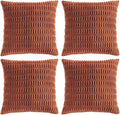 Fancy Homi 4 Packs Rust Decorative Throw Pillow Covers 24x24 Inch for Living Room Couch Bed Sofa, Terracotta Rustic Farmhouse Boho Home Decor, Soft Plush Striped Corduroy Square Cushion Case 60x60 cm