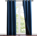 NICETOWN Moroccan Blue Full Shade Curtain Panels, 37" Wide x 80" Long, Pair of Thermal Insulated & Energy Efficiency Blackout Curtains for Living Room Windows, Lined Silky Performance Window Dressing