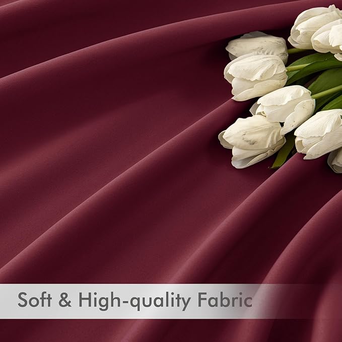 MIULEE Christmas Wine Red Back Tab Blackout Curtains 108 Inch Long 2 Panels Set for Bedroom, Rod Pocket/Pinch Pleat Extra Long Thermal Insulated Living Room Darkening Pleated Light Blocking Drapes