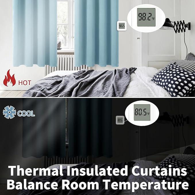 BGment Room Darkening Curtains 72 Inches Long - Grommet Thermal Insulated Drapes Window Treatment Curtains for Bedroom, 2 Panels, 42 x 72 Inch, Greyish Blue